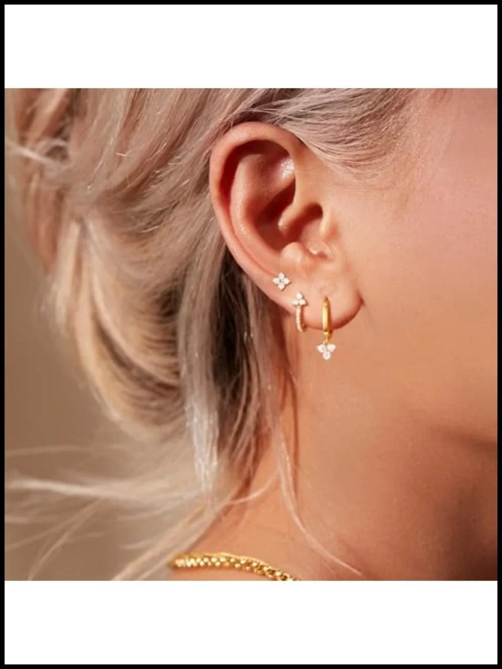 3 Pair Hoop Earrings Set Dainty Stud Dangle Cartilage Hypoallergenic Cubic